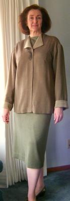 Drafted Jacket with Olive Tee & Skirt