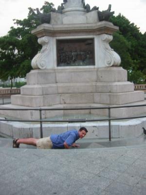Rico doing pushups in Old San Juan