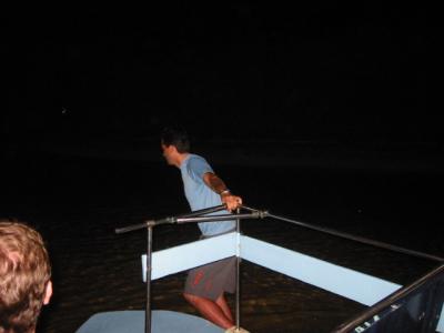 Brian pulling the boat through the shallow spot