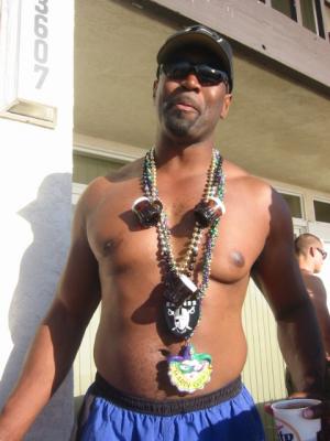 Jeff with his Raiders' beads - so cool!