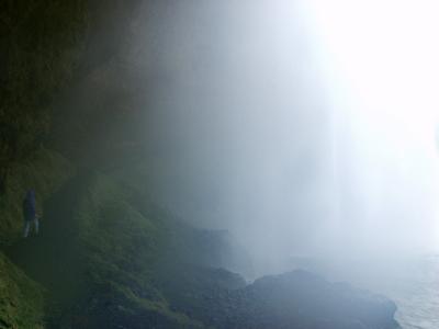 all the way back behind - a huge cave of mist, like being underwater