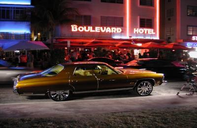 A Dream Car on the Ocean Drive by night.