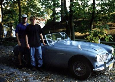 Dad and Hippie Dan with our first Austin Healey