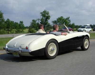 Me and Tim driving the Healey from NJ to Charleston, SC