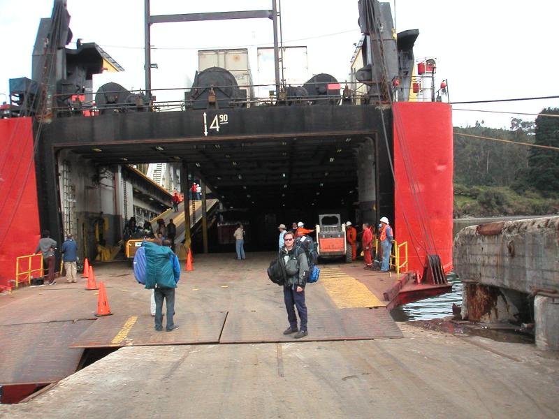 Peter disembarking