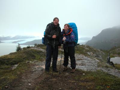 Soggy backpackers and Glacier Grey