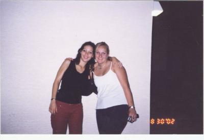 Tarina and I outside our apartment on her 22nd Bday after a night of dancing Aug. 29th 2002.