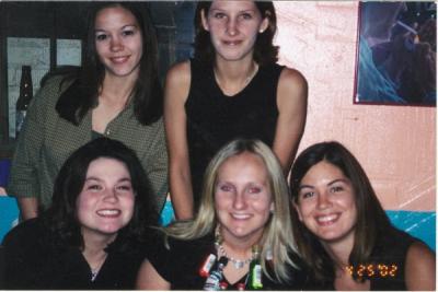 Tarina, and a few <br>of our friends <br>at my 21st bday <br>April 26th 2002.