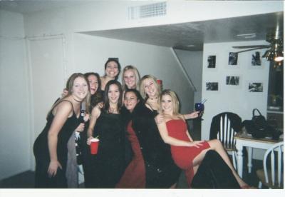 Tarina and friends from Chilis before the Chilis Xmas party 2001.