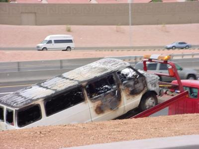 car fire on US 60 at Gilbert road