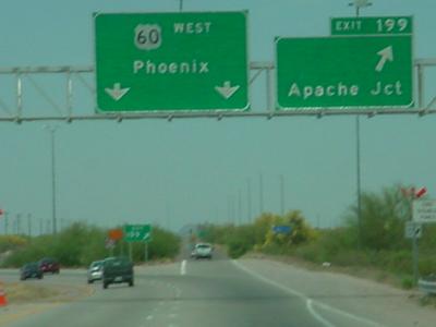Phoenix this way and Apache Jct this way