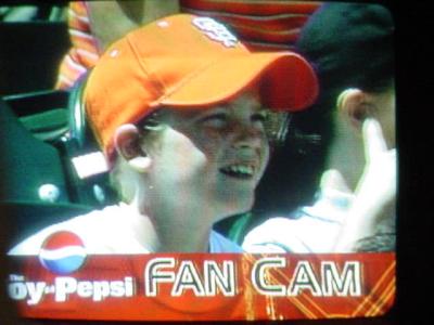baseball on TV fan cam