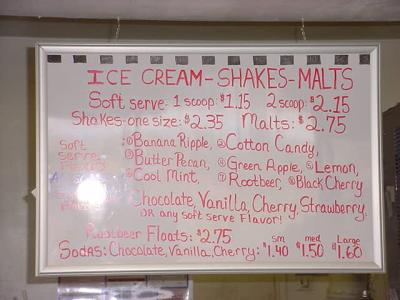 menu at Screamers