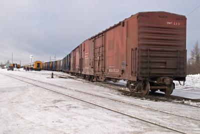 End of freight section of mixed train