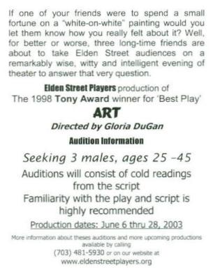 Auditions March 29-30, 2003