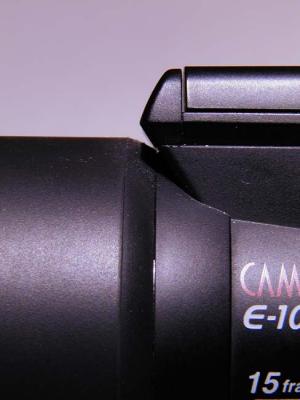 Notice no gap in groove directly below the front of the flash compartment. Also notice the side of the barrel rubber is blank.