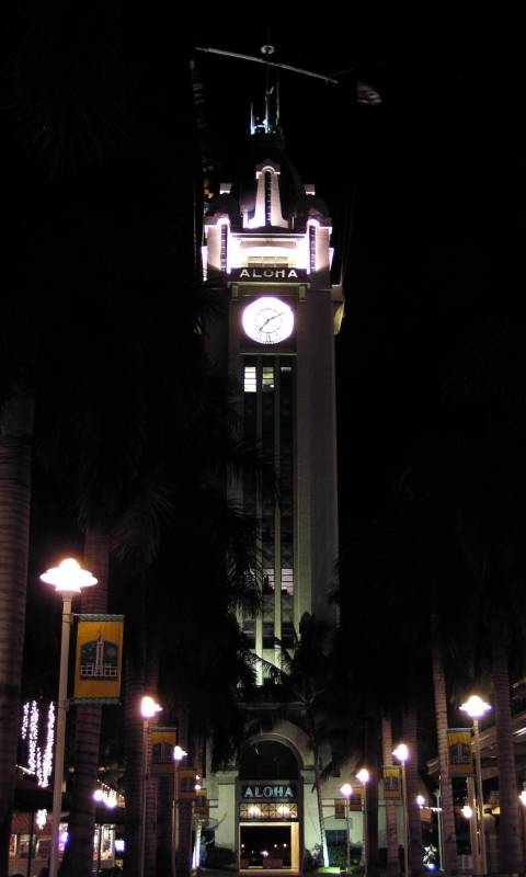 Aloha tower at night