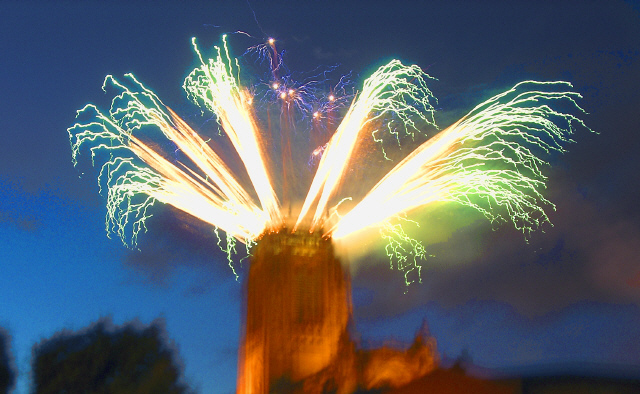 Liverpool Cathedral fireworks.