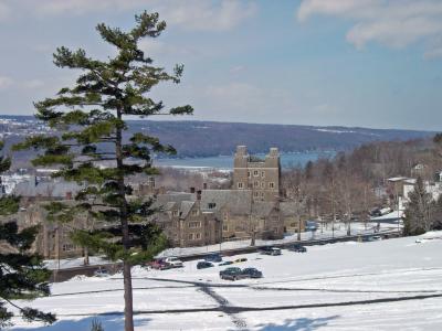 Looking toward West Campus and downtown Ithaca from the overlook.