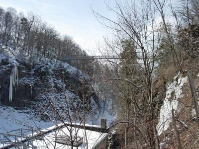 A view of the bridge's span over the gorge.