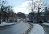 Looking over the College Avenue bridge toward Collegetown.