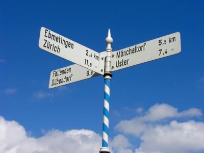 Signpost in  Maur ZH
