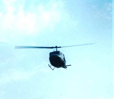 Incoming Helo to take us Spy Rigging