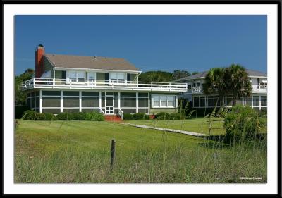Two of the private residences that face the ocean in the northern neighborhoods of Myrtle Beach, South Carolina.