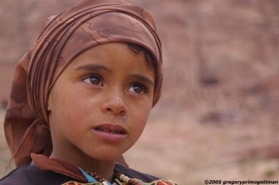 Bedouin girl selling stones, Petra