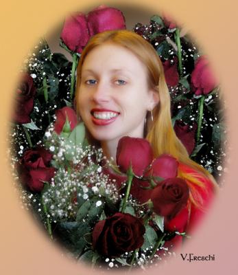 Lisa With Roses
