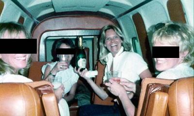 Nancy Neel inflight onboard Lewis B. Bud Maytag's Turbo Commander N8LB with his friends
