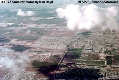 1973 - view of North Dade/South Broward and North Perry Airport aerial stock photo