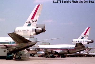 1973 - United Airlines DC10-10's N1806U and N1817U aviation airlines photo