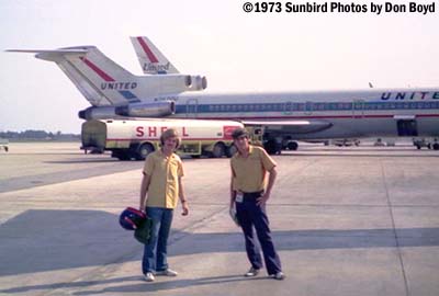 1973 - Rob Greene and Joe Mullery on the ramp with B727-222 N7620U in background