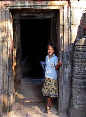 Girl at Temple Door