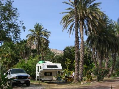 Camp site in Mulege near the Sea of Cortez