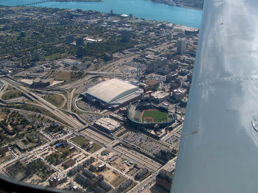 Ford Field and Tigers Stadium