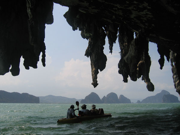 Stalactite-type formations beneath the cliff overhang, Ko Phanak