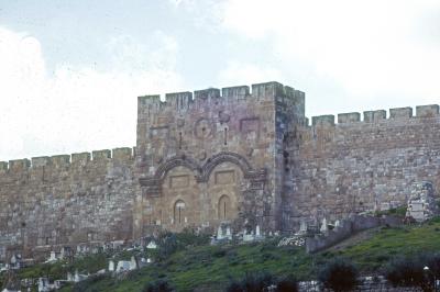 The Walled up Golden Gates - Viewed from the Slope of the Mount of Olives