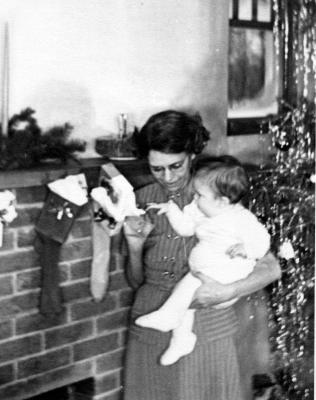 Grandma Lambert with Elizabeth - Christmas, 1951