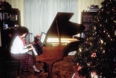 Sue at Piano - Christmas 1985