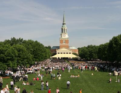 The crowd gathers on the Quad