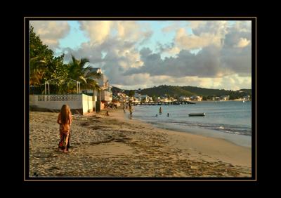 Girl at Grand Case Beach...