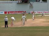 Cricket  Sarwan plays back to Pollock
