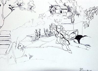 Pen and ink of Ruth relaxing!