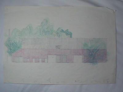 Shelbyville Barn (crayon and colored pencil, c. 1986, 12 x 18)