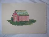 Shelbyville Corn Crib (watercolor, c. 1988, 12 x 18)