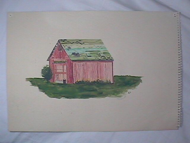 Shelbyville Corn Crib (watercolor, c. 1988, 12 x 18)