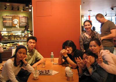 Union Square - Starbucks5A_ KamiBJasonBJung-MinBJu-HaeBPamalaBChelsea - (07/22/04)