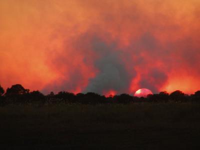 Sunset at King's Pool with smoke from the Namibia fires